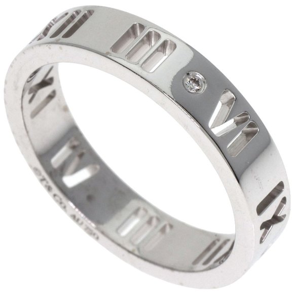 TIFFANY & CO. 18k Silver Diamond Atlas Ring - Picture 1 of 8